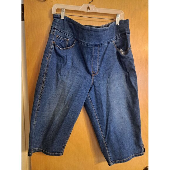 Gloria Vanderbilt Women's Amanda Capri Blue Denim Jeans Plus Size 18 Pull On - Picture 1 of 9